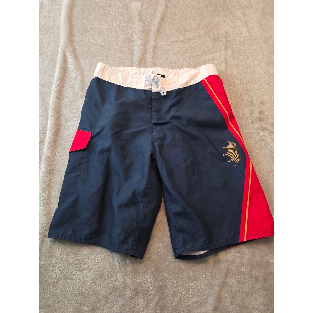 Budweiser Board Shorts Mens Size 32 Navy Red White Beer Logo Swim
